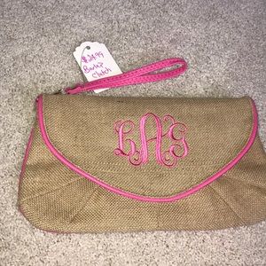 Burlap clutch monogrammed LGA